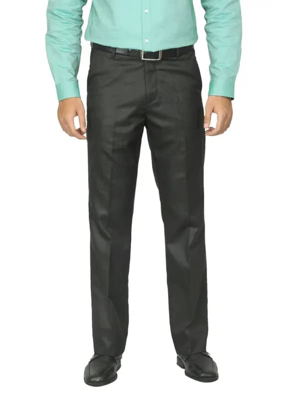Mark Taylor Men Striped Black Trousers