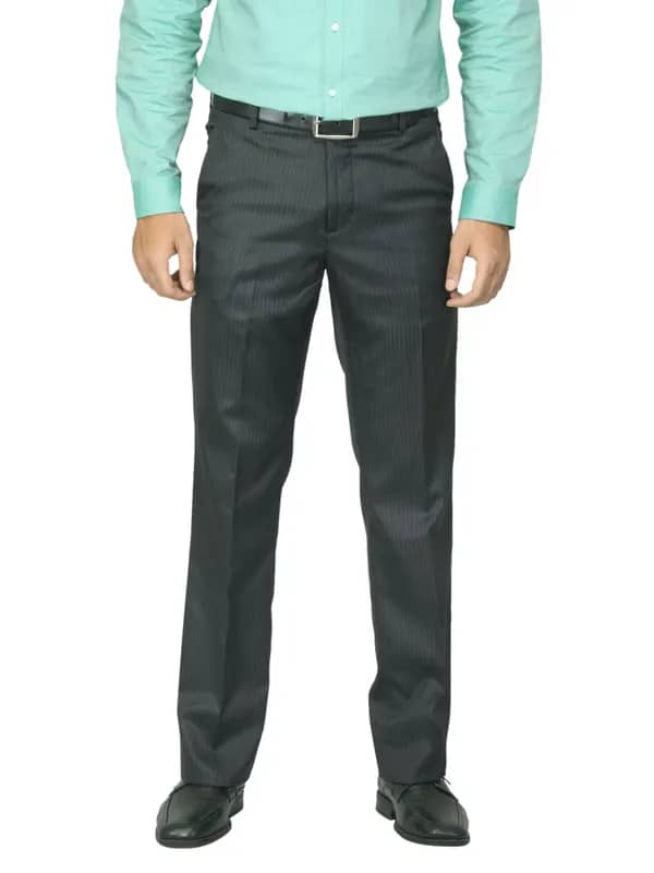 Mark Taylor Men Striped Black Trousers