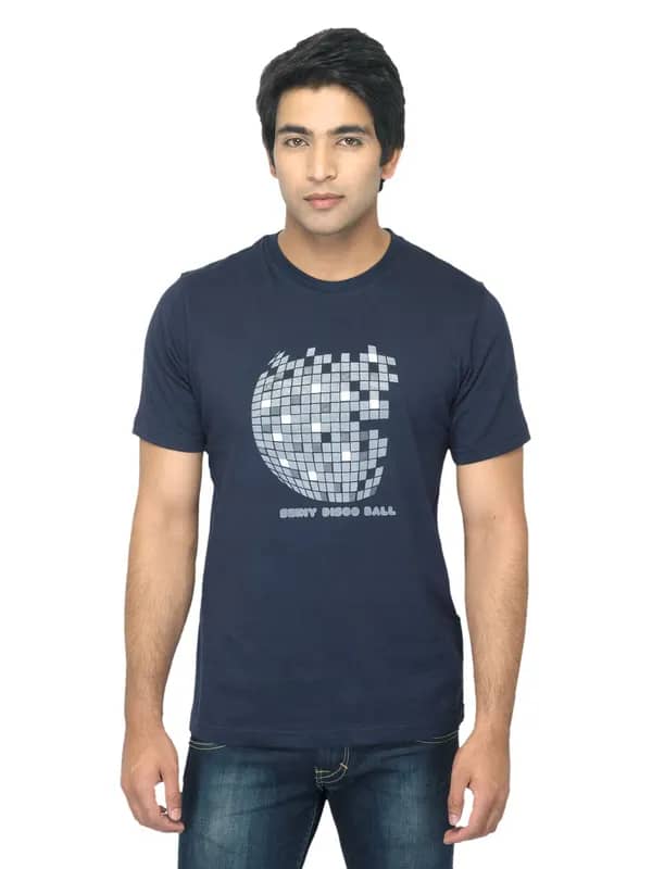 Mark Taylor Men Printed Navy Blue T-shirt
