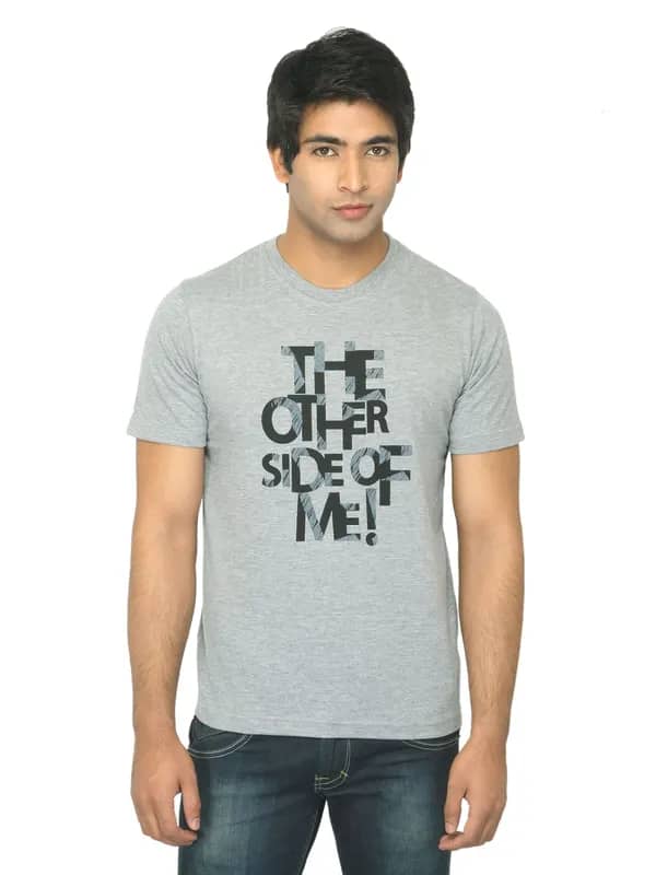 Mark Taylor Men Printed Grey T-shirt