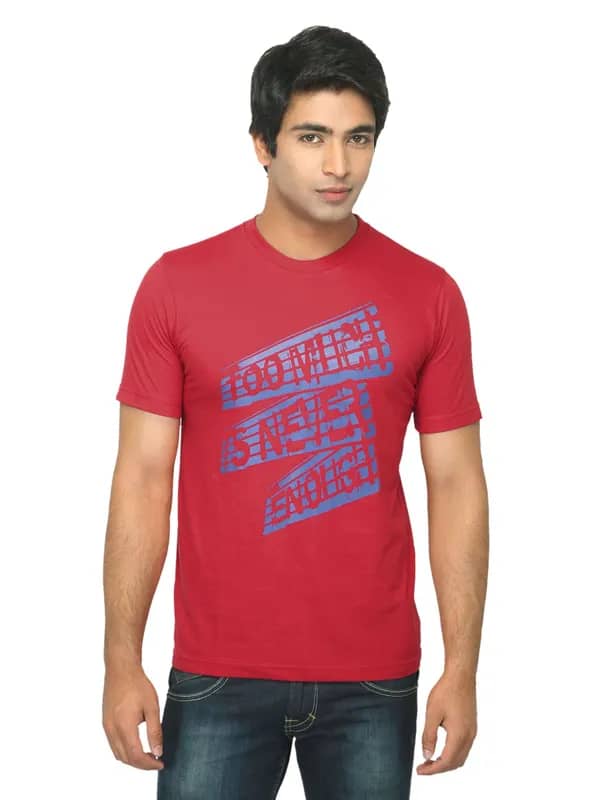 Mark Taylor Men Printed Red T-shirt