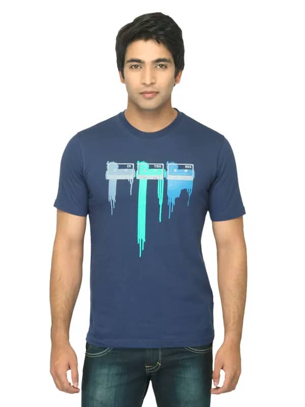 Mark Taylor Men Printed Blue T-shirt
