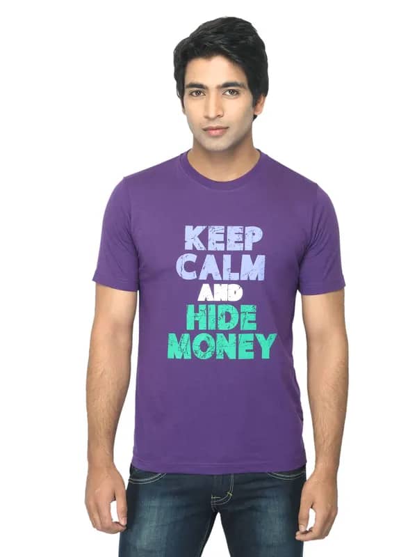 Mark Taylor Men Printed Purple T-shirt