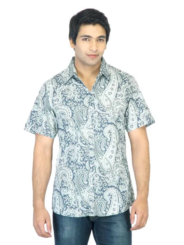 Indigo Nation Men Printed Blue Shirt