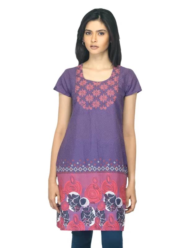 Folklore Women Printed Purple Kurta
