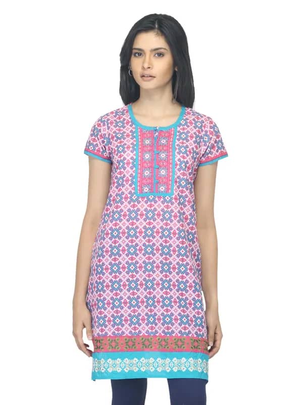 Folklore Women Printed Pink Kurta