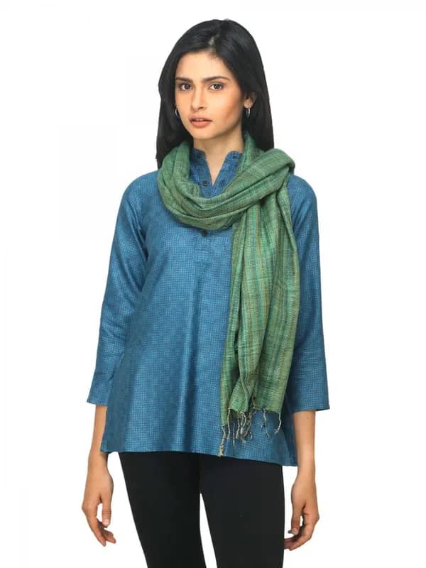 Fabindia Women Green Ekko Silk Stole