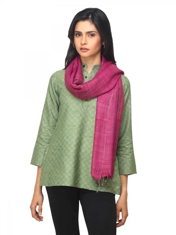 Fabindia Women Pink Ekko Silk Stole