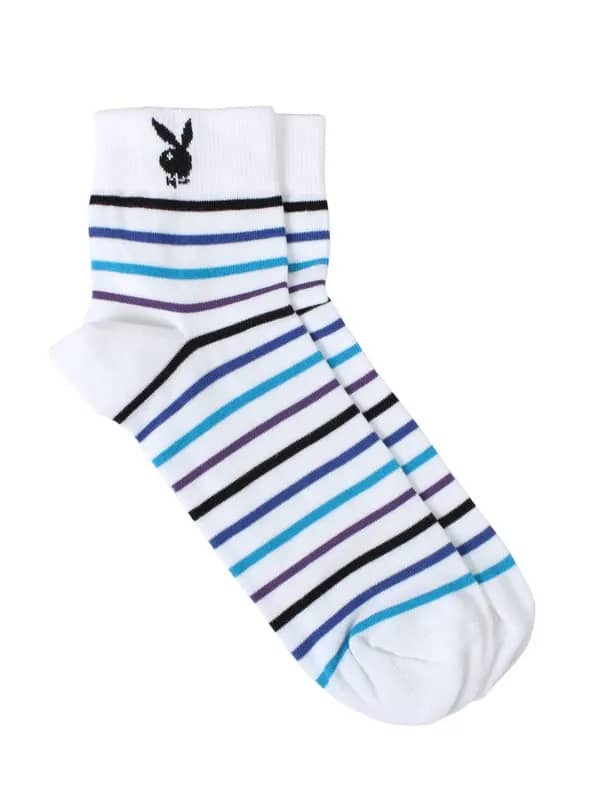 Playboy Men White Striped Socks