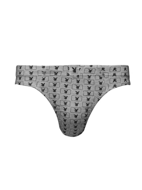 Playboy Men Printed Grey Brief