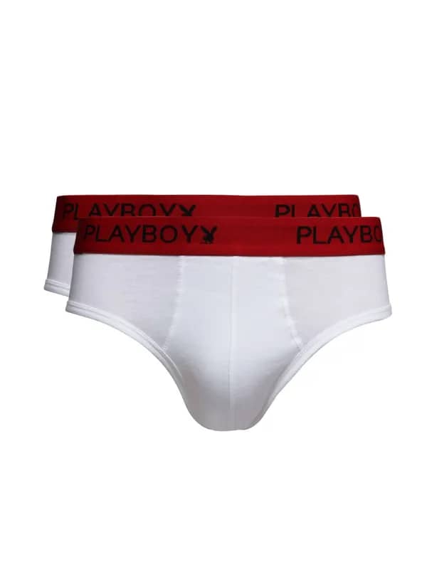 Playboy Men Pack of 2 White Briefs