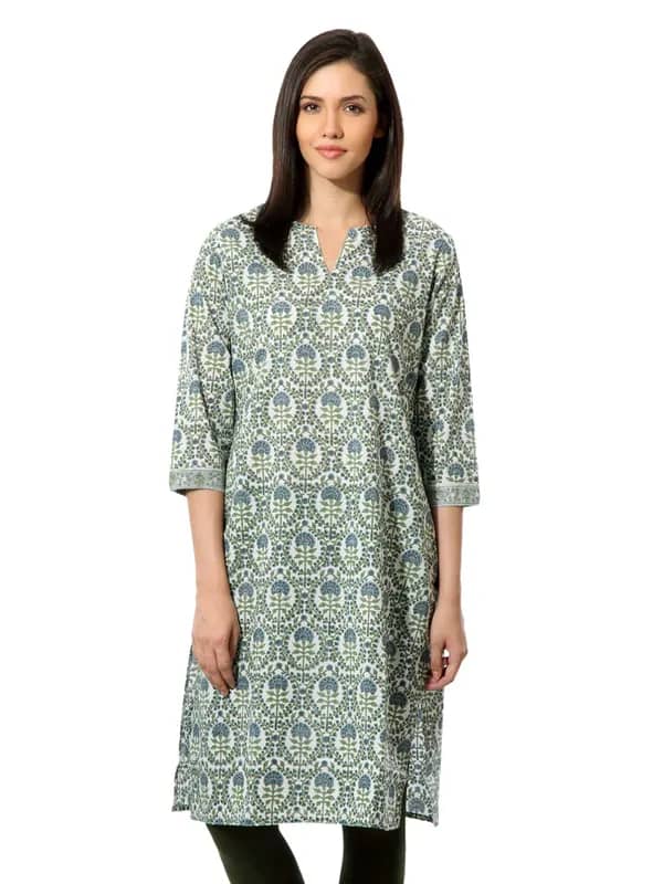 Fabindia Women Printed Blue Kurta
