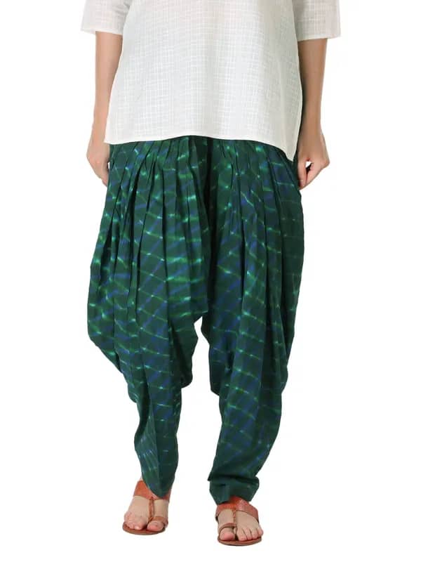 Fabindia Women Printed Green Patiala