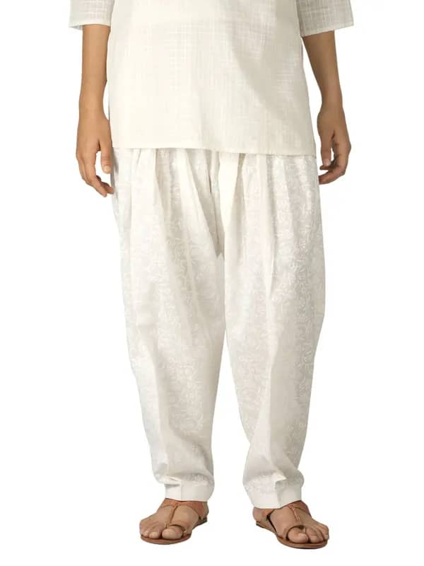Fabindia Women Printed White Salwar