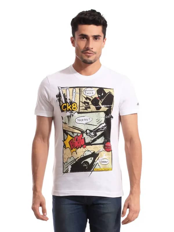 ADIDAS Men Comic White T-shirt