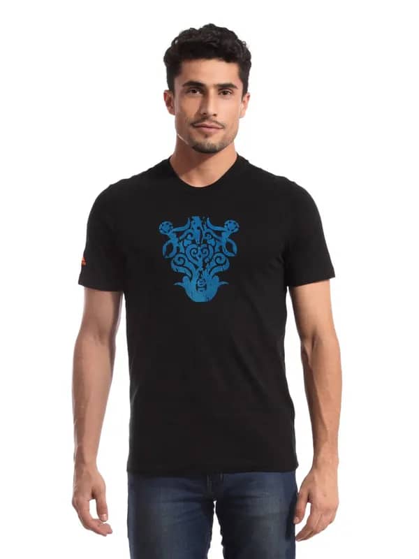 ADIDAS Men Graphic Black T-shirt