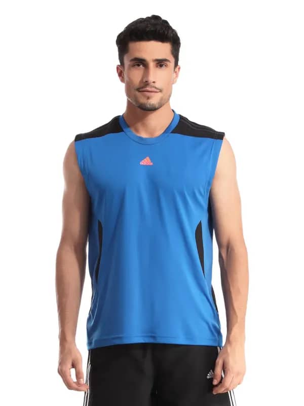 ADIDAS Men Tank Blue T-shirt