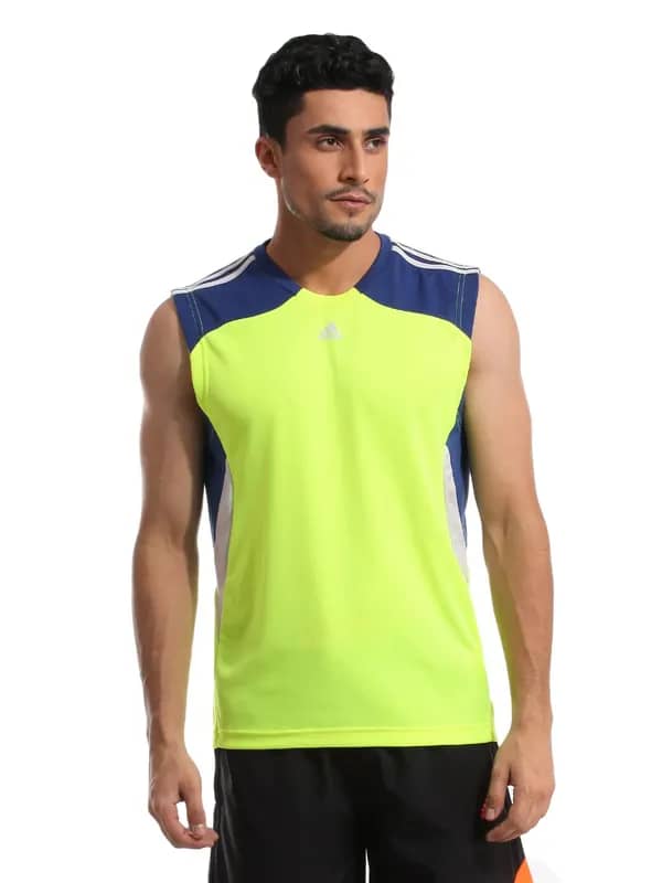 ADIDAS Men Tank Green T-shirt