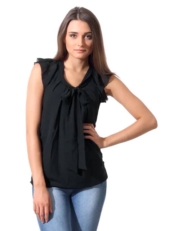 ONLY Women Black Chiffon Top