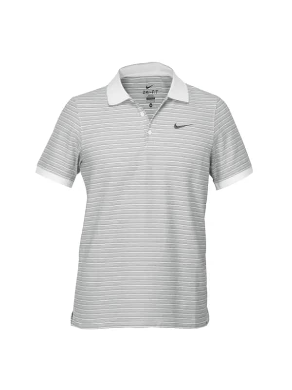 Nike Men Striped White & Black T-shirt