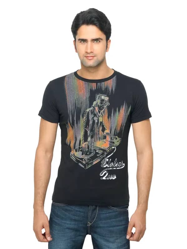 Status Quo Men Printed Black T-shirt