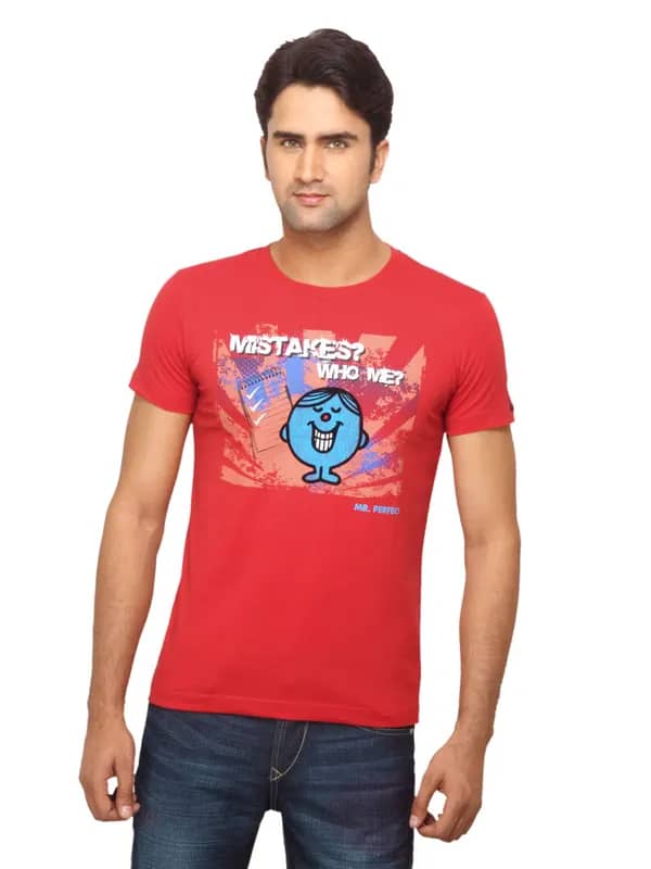 Mr. Men Printed Red T-shirt
