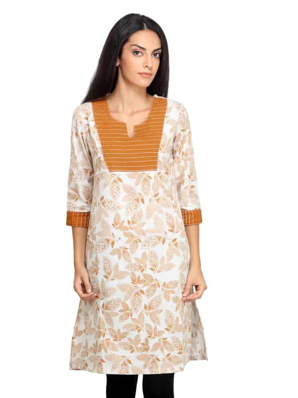 Mother Earth Women Printed White Kurta