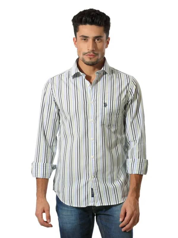 U.S.Polo Assn. Men Striped Multi Coloured Shirt