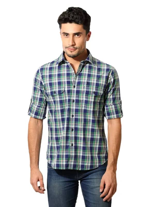 U.S. Polo Assn. Denim Co. Men Green & Blue Check Shirt