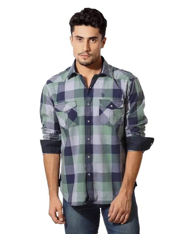 U.S. Polo Assn. Denim Co. Men Check Green Shirt