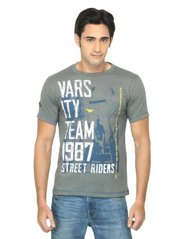 Classic Polo Men Printed Grey T-shirt
