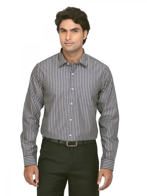 Arrow Men Black Striped Slim Fit Shirt