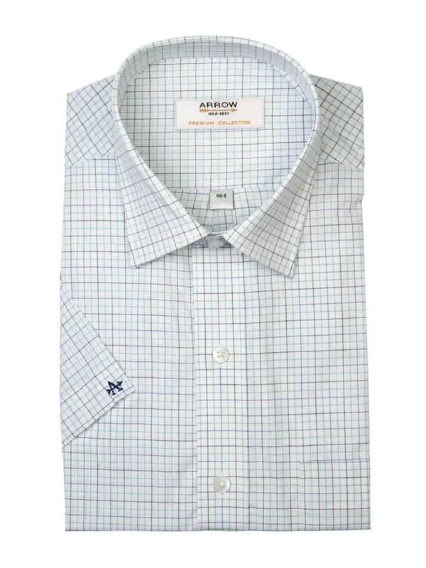 Arrow Men Green & Blue Check Shirt