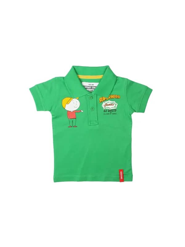 Gini and Jony Boys Printed Green T-shirt