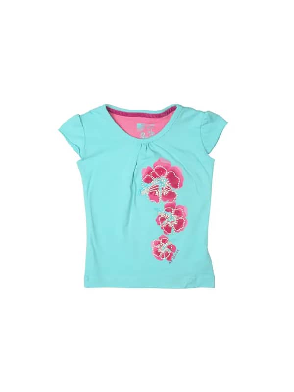 Gini and Jony Girls Printed Blue T-shirt