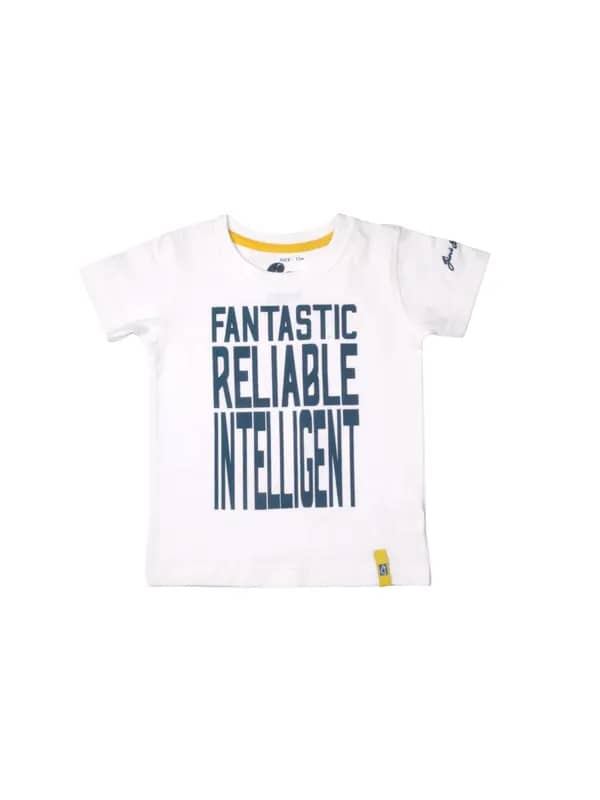 Gini and Jony Boys Printed White T-shirt
