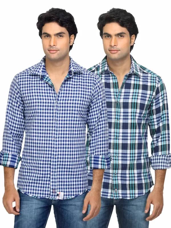 Arrow Sport Men Reversible Check Blue Shirt