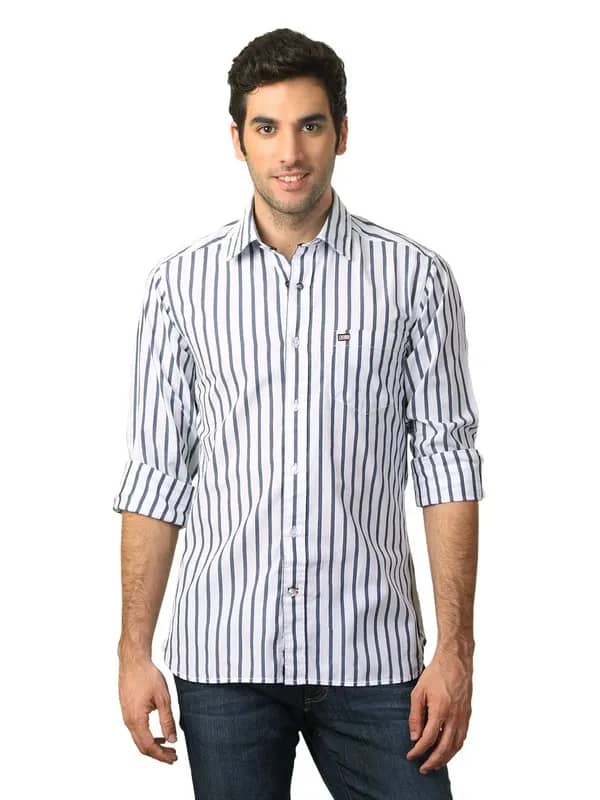 Arrow Sport Men White Striped Shirt