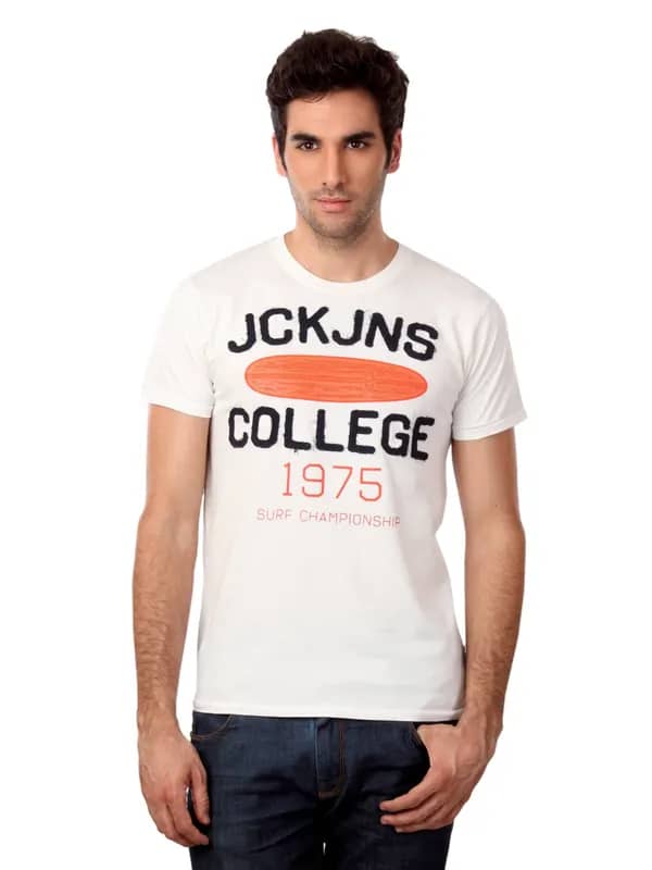 Jack & Jones Men Off White T-shirt