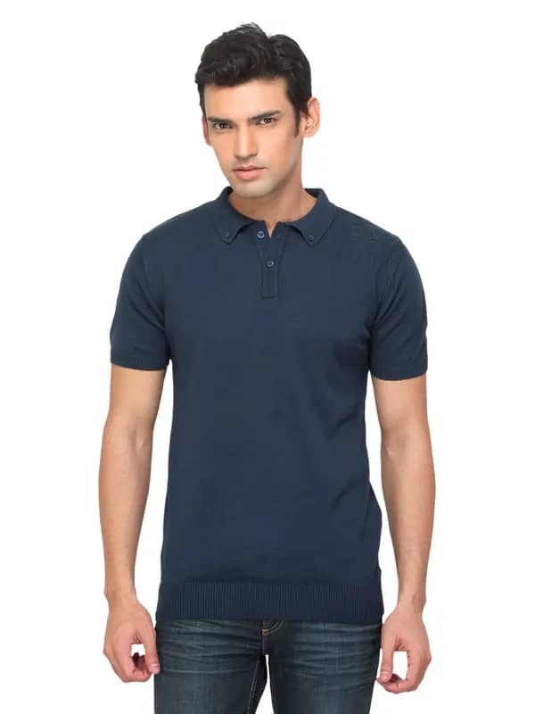 Arrow New York Men Navy Blue Polo T-shirt