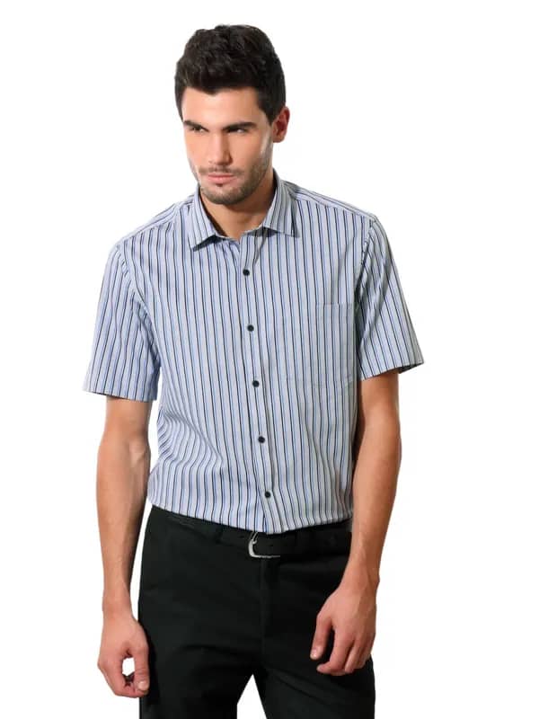 Arrow New York Men Grey Striped Slim Fit Shirt