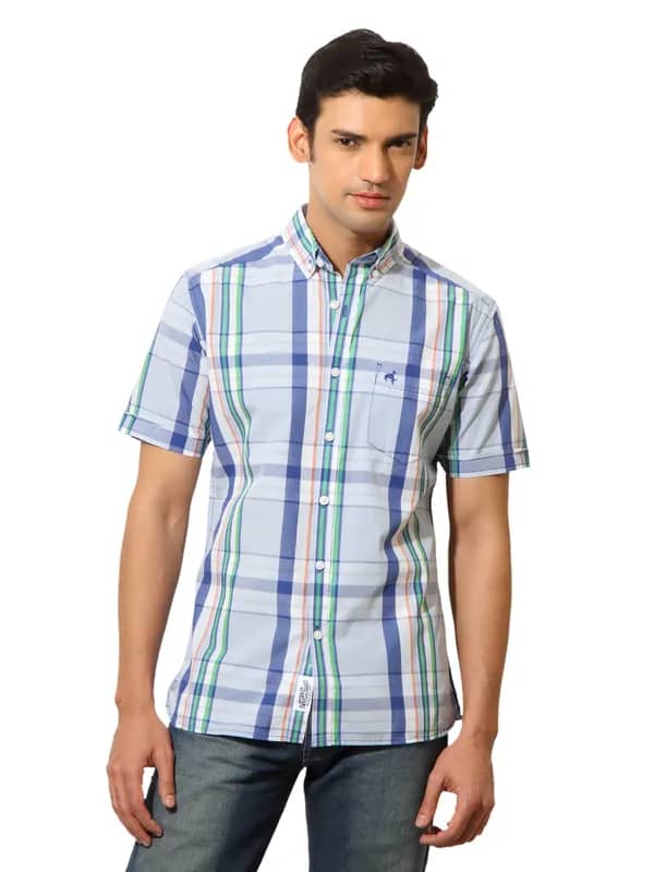 Wrangler Men Benefica Checks Blue Shirt