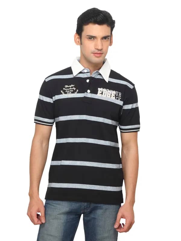 Wrangler Men Black Polo T-shirt