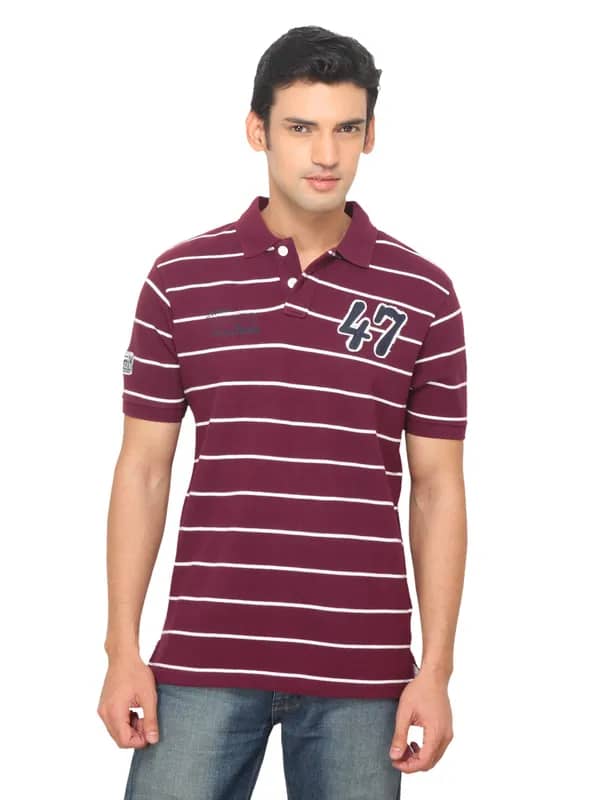 Wrangler Men Applique Polo Maroon T-shirt