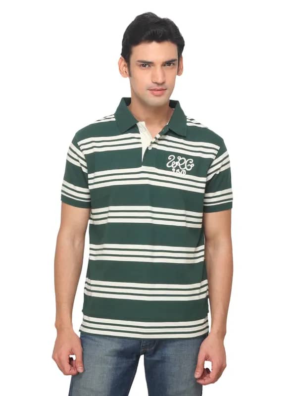 Wrangler Men Triple Striped Green T-shirt