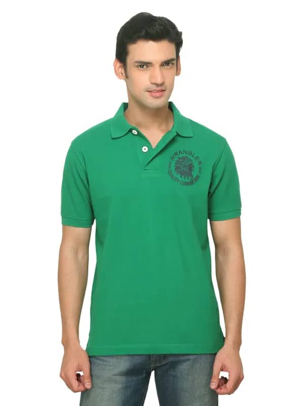 Wrangler Men Urban Folk Polo Green T-shirt