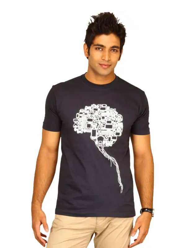 Myntra Men's Brain Blue T-shirt