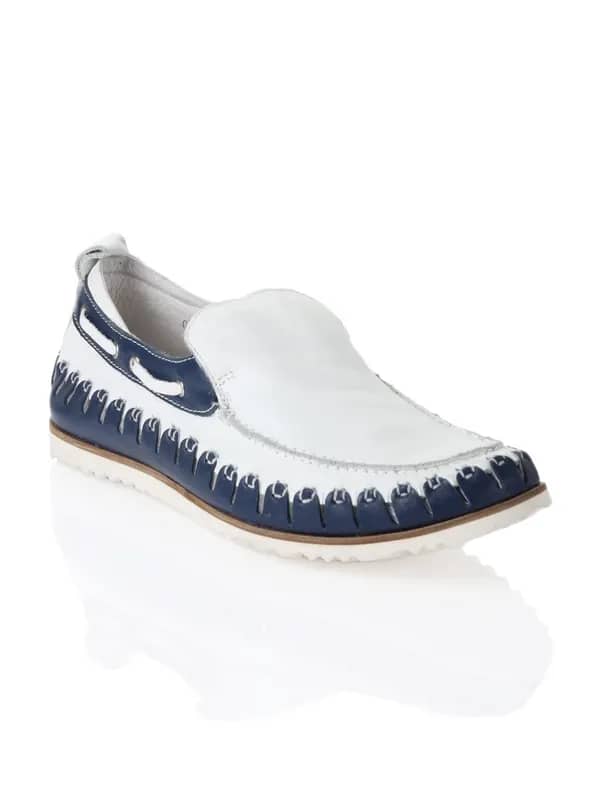 Cobblerz Men White & Blue Casual Shoes