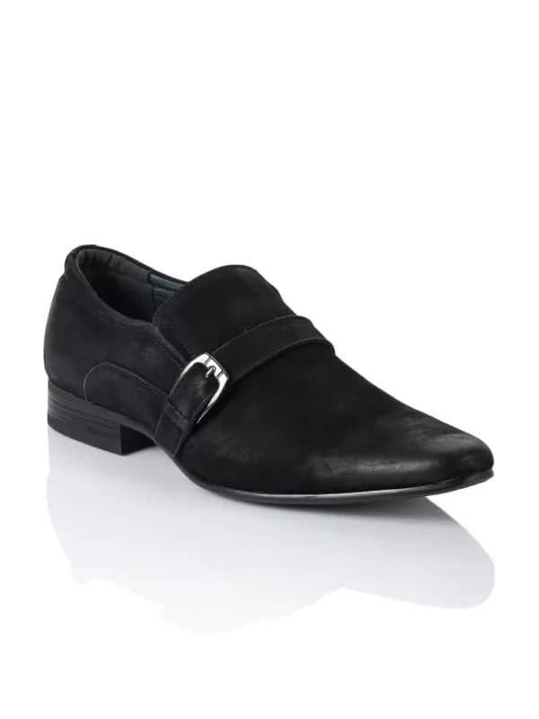 Cobblerz Men Black Leather Semiformal Shoes