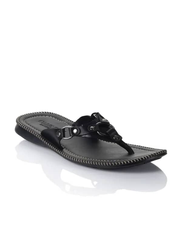Cobblerz Men Black Leather Sandals